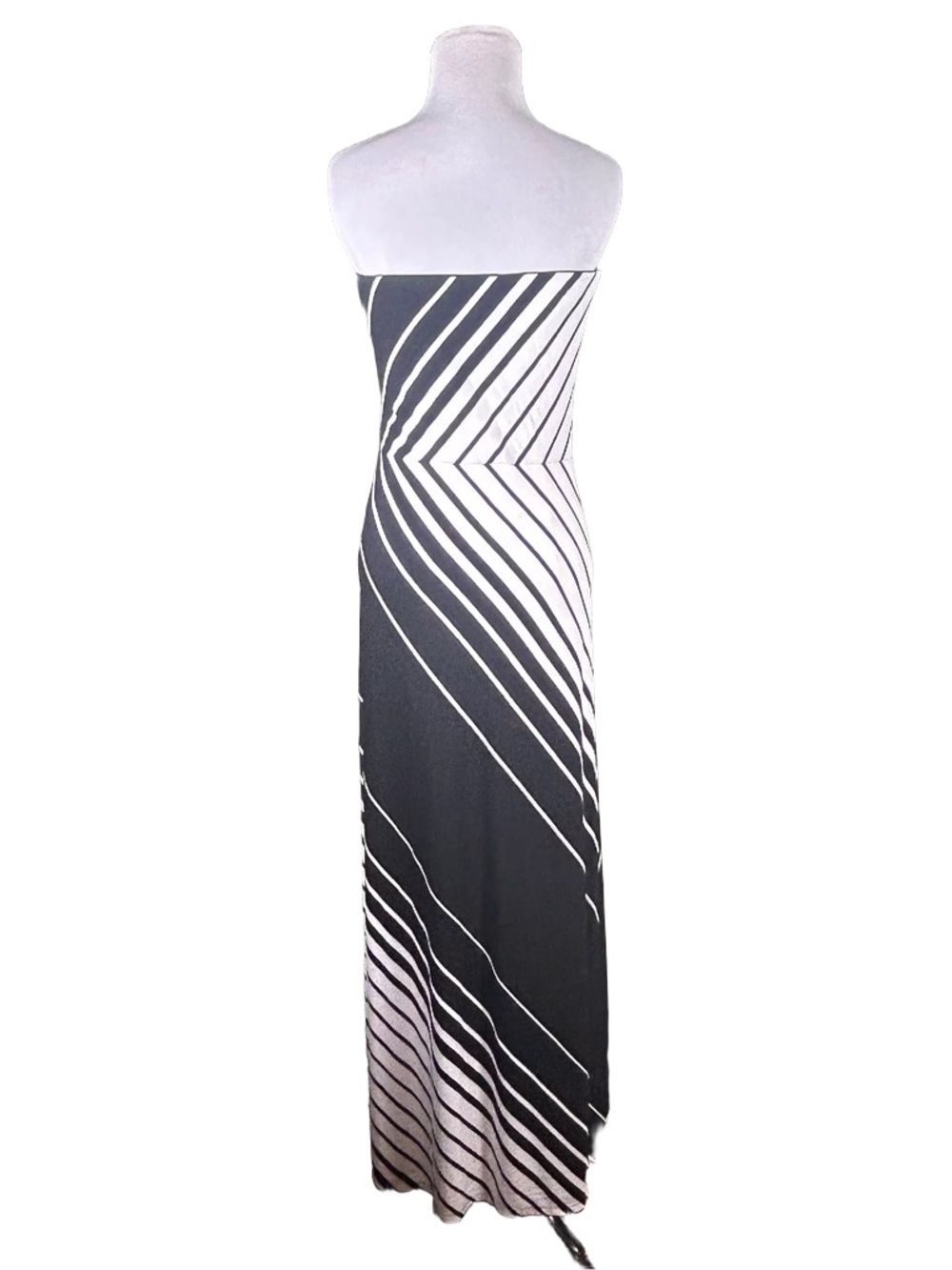White House Black Market Strapless Geometric Chevron Maxi Dress - Picture 2 of 4